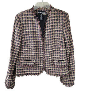 Norton McNaughton No Button Woven Fringed Short Blazer Size 10